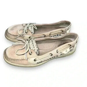 Sperry Top Sider Angelfish Tan Leopard Print Women's Boat Shoes Size 8M